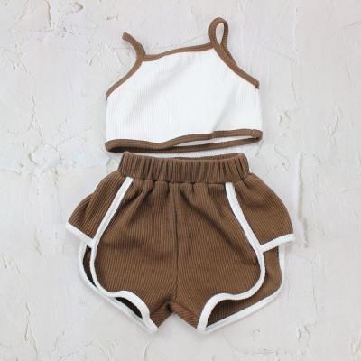 China Casual Wholesale Free Sample Two Piece Outfits Ribbed Clothes Toddler Summer Lil Babies Dressing Sets for sale