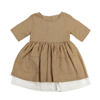 China Summer Fashion Breathable Canvas Girls Skirt Toddler Kids Girls Clothing Shorts Sleeve Dress for sale