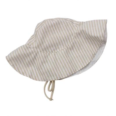 China Fabric Summer Beach Design Sun Hat Baby Kids Hat Striped Pure Organic Canvas Topi for sale