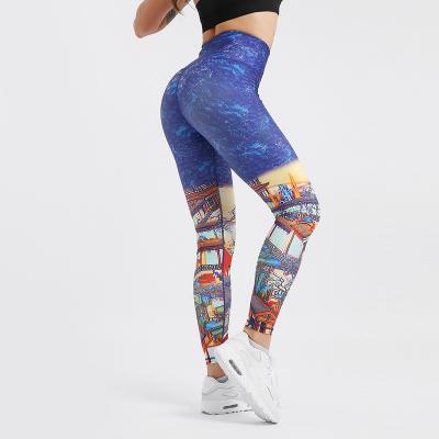 China Wholesale Antibacterial Women's Sports Use Yoga Fitness Printed Leggings Butt Lift Yoga Pants High Waist Leggings for sale