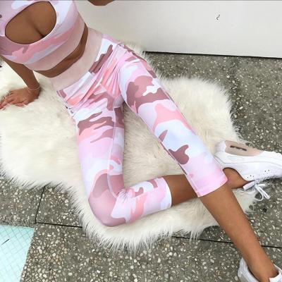 China 2020 new antibacterial printed yoga pants set women sports bra and yoga pants for sale