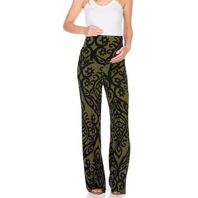 China Antibacterial Leopard Print Sexy Bohemian Print Pants Women Maternity Wide Leg Pants for sale