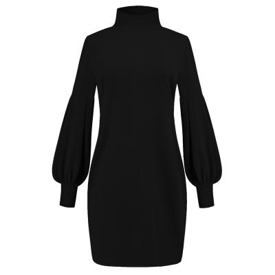 China Autumn and winter new product fashion long sleeve round hip anti-static wire neck female dress for sale