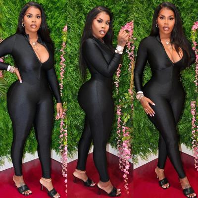 China Other designer fashion solid color sexy long sleeve sports jumpsuit for ladies for sale