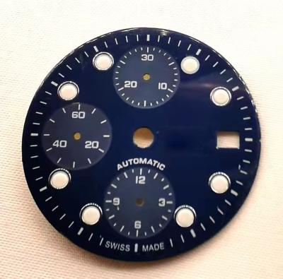 China Custom Logo Super Luminous Enamel Brass Three Eyes Watch Dial Parts for sale