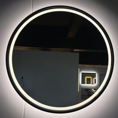 China Hot Selling Wall Mounted Fogproof LED Frame LED Bathroom Illuminated Metal Round Mirror With Led Light For Hotel for sale