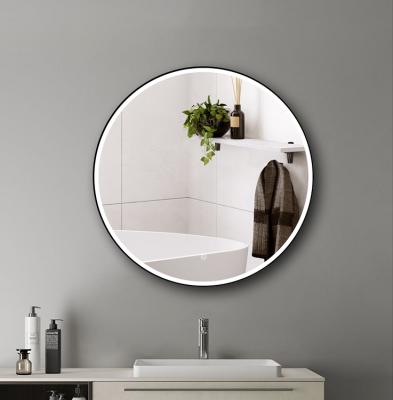 China Custom Size Illuminated Aluminum Framed Round Shape With Smart Touch Switch LED Bathroom Frosted Glass Mirror for sale