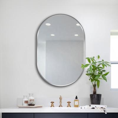 China New Design Custom High Quality Non Bevel Edge Modern Hot Selling Aluminum Oval Frame Height Mirror for sale