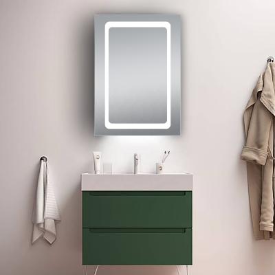 China High End Eclectic Custom Bathroom Accessories With Storage Shelves LED Lighted Mirror Glass Cabinet for sale