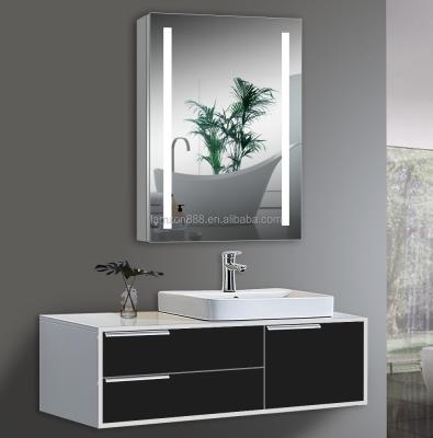 China Modern European Design Retail LED Aluminum Bathroom Mirror Cabinet With Shaver Socket for sale