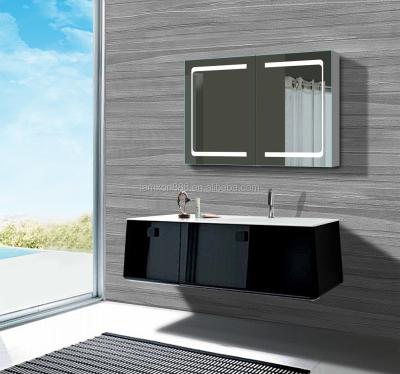 China Modern wall mounted bathroom cabinet with LED around for sale