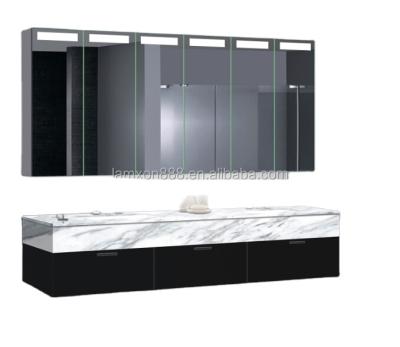 China Modern Lamxon Six Door Bathroom Corner Shelf Mirrored Super Led Lighted Larger Cabinets for sale