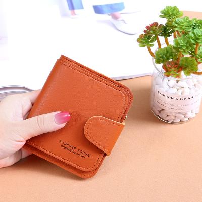 China New Minimalist Style Anti-theft Ladies PU Leather Card Holder Coin Holder Custom Wallets For Women Short Fold Money Clips Female Purse for sale