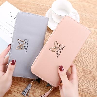 China 2021 Korean Latest Anti-theft Wrist Key Chain With Purse ID Holder Fashion Women's Handbags Money Pocket Luxury Pouch Leather PU Wallets for sale