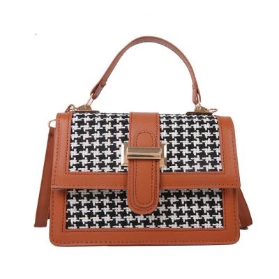 China 2022 Fashion Trends Ladies Handbag Ladies Vintage Girls Designers Purses Bags Houndstooth Canvas Women Handbags for sale