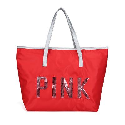 China New Goods Customized Shopping Women Tote Bag Pink Women Handbag Fashion Sequin Pink Handbag Large Capacity Shoulder Bag for sale