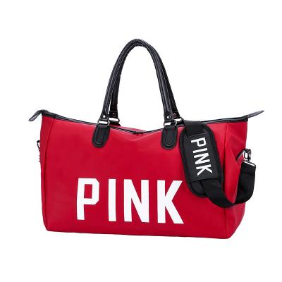 China Custom Wholesale Durable Large Capacity Portable Waterproof Sports Fitness Bag Logo Printing Pink Duffle Bag Weekend Bag for Women Gym Bag for sale