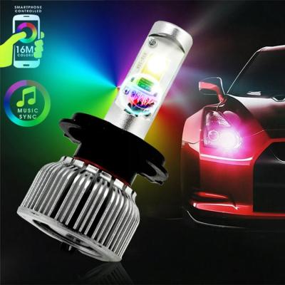 China RGB Color Changing + Super Bright White RGB Car LED Headlight Bulb H7 H11 H4 5400lm LED Car Lighting Replacements for sale