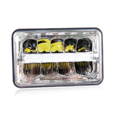 China Aluminum diecast housing led square 12v 24v 4x6 inch LED headlight with hi/lo beam DRL turn signal for truck for sale