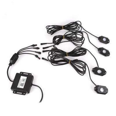 China Super Brighter 4 Pod Aluminum Housing 4x4 Off Road Led Vehicle Rock Light Kit for sale