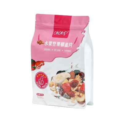 China Food 1000kg 850kg Heat Seal 8 Sides Flat Bottom Paper Bag Without Gusset With Zipper for sale