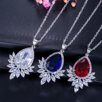 China Fashion Necklace Sets Rhinestone Wedding Jewelry CZ Crystal Necklace and Earring Sets Big Wedding Jewelry Sets for sale