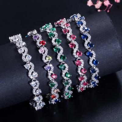 Китай Trendy Leaf Charm Cubic Zirconia Bracelet & Bangles for Bride Bracelets Jewelry Sliver Color Clear CZ Crystal Bangles продается