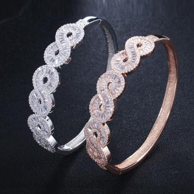 China Fashion Bangle cuff Gold Filled AAAAA Cz stone Party Bracelets Bangles for women bridal Bracelet Jewelry for sale