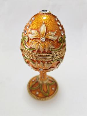 China Hand Painted Enameled Faberge Egg Style Decorative Hinged Jewelry Trinket Box Unique Gift Home Decor Jewelry Box for sale