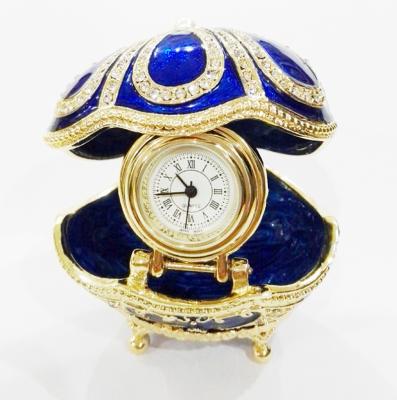 China Handicraft faberge egg metal jewelry box Faberge Egg Trinket Jewelry Box with a Pearl  Estee Egg Jewelry trinket box for sale