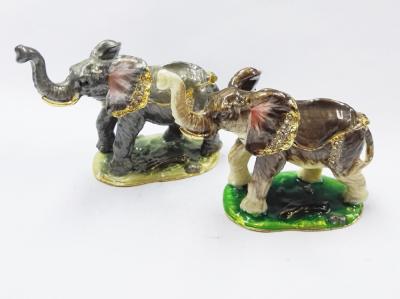 Китай Handmade Pewter metal Trinket Box rhinestone enamel Elephant Decorative jewelry Box продается