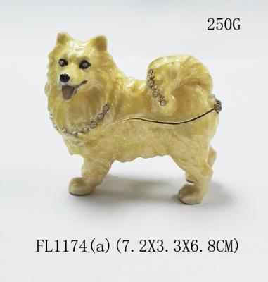 China New product animal dog Metal Crystal Rhinestone Jewelry Box cheap trinket box for sale