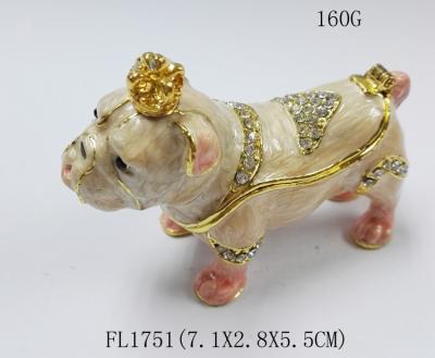 China zinc alloy happy dog shaped metal jewelry box  Dog metal jewelry box for sale