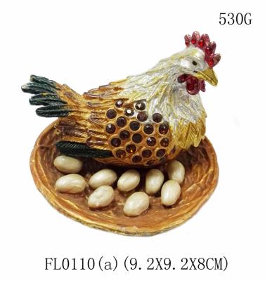 China Wholesale pewter zinc alloy hen shape metal trinket box big size pewter hen metal trinket box for sale