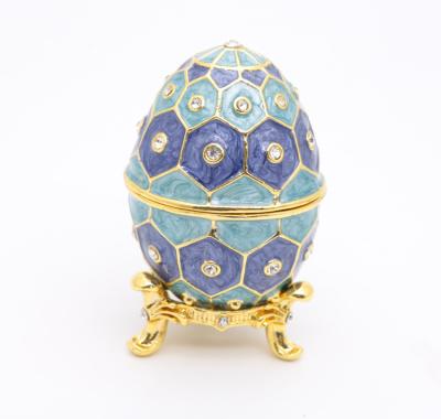 China Faberge Egg Crystals Jewelry Trinket Box Gift Enamel Easter Faberge Egg Jewellery Box Ring Earrings Russian Case for sale