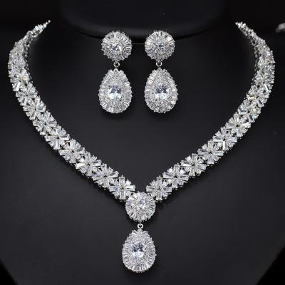 Китай Water Drop Rhinestone Necklace & Earrings Full Crystal Necklace & Earrings  Wedding Jewelry Set продается