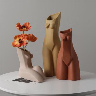 China Novelty Abstract Art Human Body Vase Geometric Flower Vases For Home Furnishing for sale