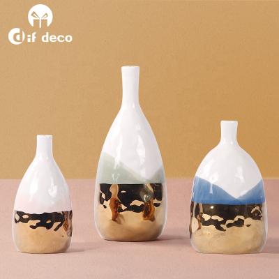 China Customized Created Ceramic Vases Artwork Nordic Glazed Artistic Drawing Flower Vase Decorations For Home for sale