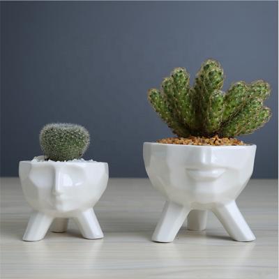 China American Style White Face Plant Flower Pots and Planters Ceramic Drainage Holes Garden Decoration for sale