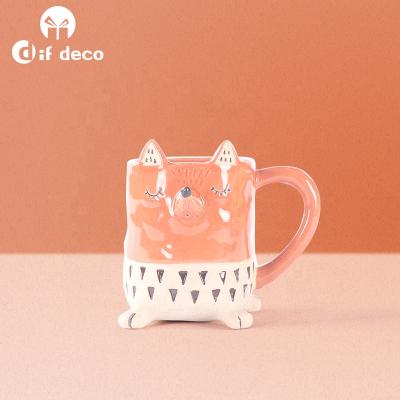 China Disposable New Design Animal Fox Shaped Drinkware Ceramic Coffee Mug Drinkware for sale