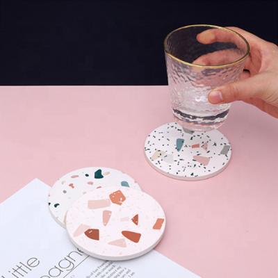 China Sustainable Terrazzo Ceramic Mug Mats And Pads Coaster With Sublimation Printing for sale