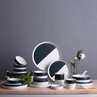 China 2020 New Design Sustainable Porcelain Charger Plate Dinnerware Set Ceramic Set for sale