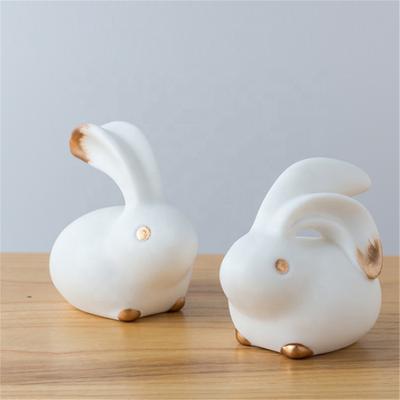 China White Ceramic Easter Bunny Decorations Rabbit Wholesale Traditional Home Ornament for sale