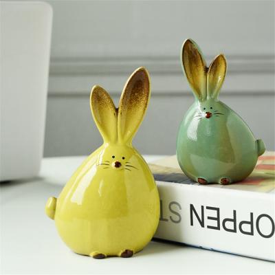 China Hot Rabbits Bunny Figurines Easter Decoration 2020 Minimalist Sale Porcelain Ceramic for sale