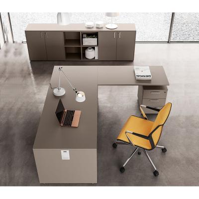 China L Shape Office Wood Table Computer L Shaped Executive Desk With Storage Cabinet Modern Executive Desk for sale