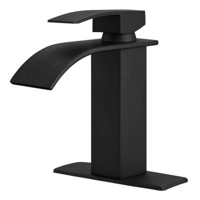 China Modern Water Metered Waterfall Bathroom Vanity Mixers Bathroom Basin Faucet Matt Black Brass Single Handle Faucets Taps Bathroom Toilet Faucet for sale