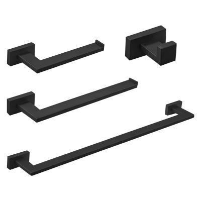 China Modern Wall Mounted Hardware Stainless Steel Matte Black Bathroom Towel Holder Sets Towel Rack Bathroom Towel Holder Accessories Set for sale