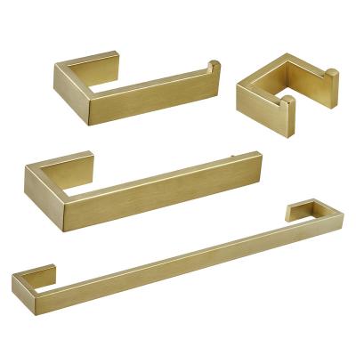 China Heater Gold New Design Stainless Steel Bruhsed Towel Rack Towel Hanger Rack Bathroom Hardware Fittings Accessories Set for sale