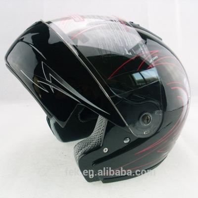 China Flip Up Shiny Black Single Motorcycle Flip Up Helmet Sun Visor for sale