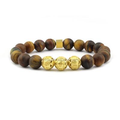 China BRP1611-2 fashion tiger eye natural gemstone elastic bracelet, charm tiger eye bead men bracelet for sale